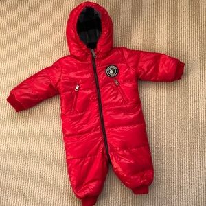 Red Burberry Baby down-filled snowsuit 6M